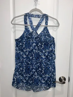 Studio Y Women's Sleeveless Paisley Sheer Summer Tank Top Size Large thumbnail 2