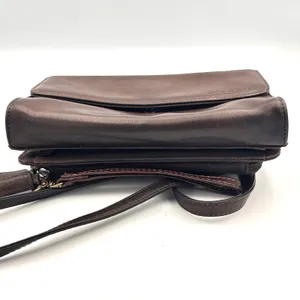 Vintage‎ Fossil Brown Leather Crossbody Organizer Wallet Bag Kiss Lock Y2K thumbnail 11