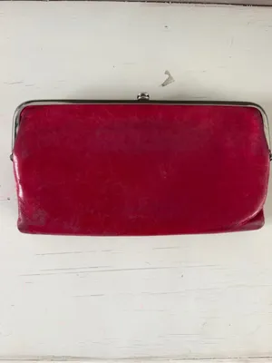 Hobo Lauren Double Frame Clutch Wallet Red Leather Kiss Lock Organizer thumbnail 2