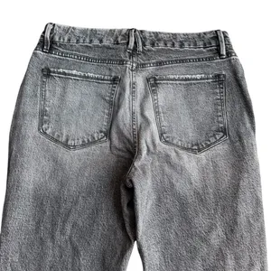 Good American Size 10/30 Curvy Twist Straight Leg Jeans Washed Black‎ Split Hem thumbnail 8