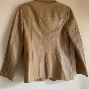 Talbots Tan Leather Blazer Women Size 6 Vintage Formal Casual Business Brown thumbnail 6
