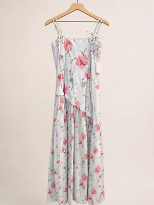 Petal & Pup Light Blue Floral Maxi Dress with‎ Pink Blooms Size 8 NWT thumbnail 4