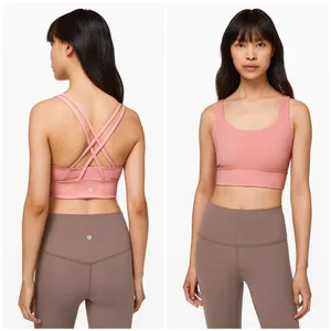 Lululemon Energy Bra Long Line Peach Pink Size 4 Strappy Back Yoga Gym Run thumbnail 2