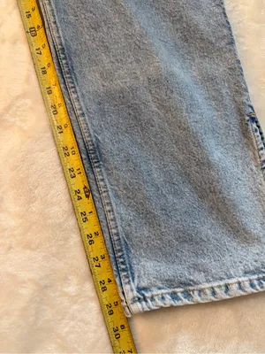 H&M Pale Blue Straight Leg button fly Jeans thumbnail 7