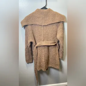Free People Heavy Knit Chunky Belted Cardigan Brown Size‎ XS thumbnail 2