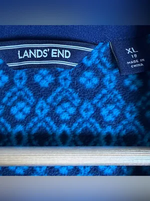 Lands End Women’s XL 18 Blue Teal Geometric Fleece Quarter Zip Pullover Gorpcore thumbnail 5