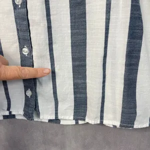 Fresh Produce Women Button Down Top Size XL Striped Cotton Coastal Beachy Preppy thumbnail 4