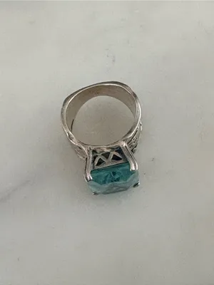 Silpada Sterling Silver Ring with Aqua Blue Square Glass Stone 5.5 thumbnail 8