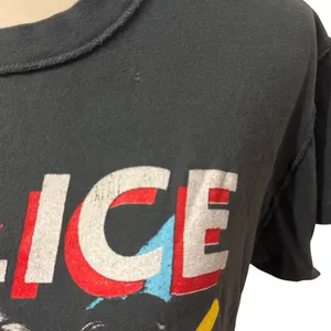 Daydreamer "The Police" Graphic Band Tee, Distressed Raw-Edge, Black, Size M thumbnail 5