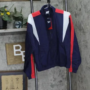 NWT Reebok Womens Pocket Nylon Track Jacket IU0779 Vector Navy Blue S thumbnail 2
