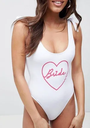 ASOS White Bride One Piece Bikini thumbnail 1
