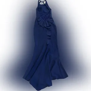 Maria Bianca Nero Ruffle Low Back Mermaid Gown IN NAVY thumbnail 5