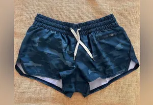 Vuori Blue Camo Athletic Shorts Elastic Waistband running activewear tennis SM thumbnail 1