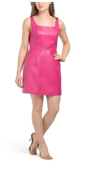 BCBGeneration Mini Dress Pink XXS Faux Leather thumbnail 1