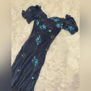 NEW FREE PEOPLE Bali Santa Cruz midi Dress In Blue sz XS thumbnail 5