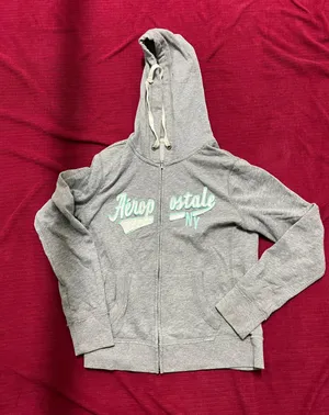 Aeropostale Grey Light Blue Zip Up Sweater thumbnail 1