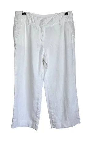 Michael Kors Womens White Linen‎ Wide Leg Capri Pants Size 6 Travel Minimalist thumbnail 1