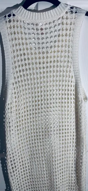Shade&Shore Women's M Crochet Cover Up Midi Dress White, Boho, Cottage, Summer thumbnail 10