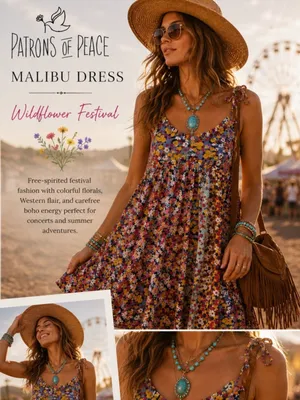 Patrons of Peace Malibu floral Dress XS Coastal Cowgirl 90s Boho Romantic Garden thumbnail 2