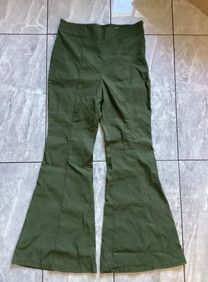 Maeve Anthropologie Olive Green High Rise Flare Wide Leg Seam Pants Size 14 thumbnail 1