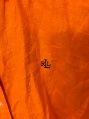 bright orange Lauren Ralph Lauren linen button-down shirt thumbnail 6