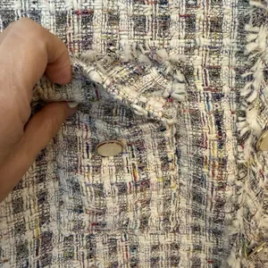 POL Tweed Dress LG White Colorful Plaid Fringe Button Detail Business Dressy‎ thumbnail 5