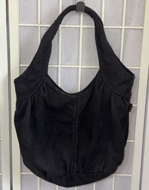 Vintage 2000s Y2K American Eagle Black Gray Canvas Boho Hobo Shoulder Bag Purse thumbnail 1