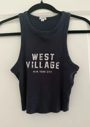 Garage Navy Ribbed 'West Village' Tank Top thumbnail 1