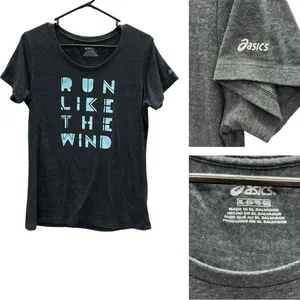 Asics Run Like The Wind Heathered Gray Athletic Graphic Tee Short Sleeve Size XL thumbnail 4