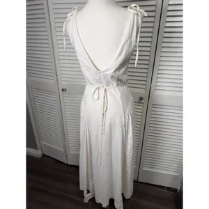FREE PEOPLE FREE-EST MAISIE MIDI WRAP DRESS TIE SHOULDERS SMALL IVORY Cotton thumbnail 6