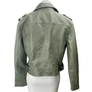 Blank NYC Green Faux Leather Vegan Long Sleeve Biker Motorcyle Jacket Size L thumbnail 2