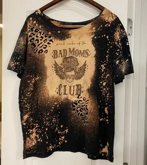 MAKE Womens Tee T Shirt XL 46” Bad Moms Club Black & Beige Distressed READ thumbnail 1