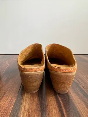 Free People Stacked Heel Pointy Toe Western Mules Pirarucu Sz 38 (7/7.5) thumbnail 7