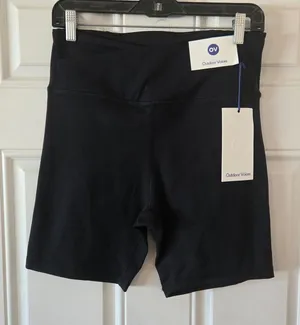 Outdoor Voices CloudKnit Bike Shorts Womens L Black 7" Inseam NWT Cross Waist thumbnail 1