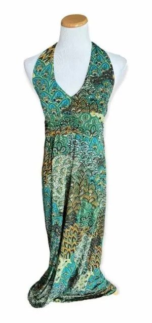 Womens White Mark Couture Stunning Bead Detail Paisley Halter Maxi Dress - Sz M thumbnail 1
