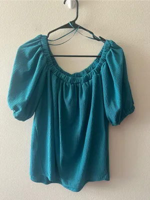 By Anthropologie Elodie peasant top teal size medium thumbnail 5