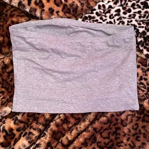 Cutest Simple Light Gray Cropped Tube Top thumbnail 3