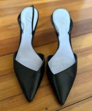Delman Laci Slingbacks Black Leather Size 9 thumbnail 2