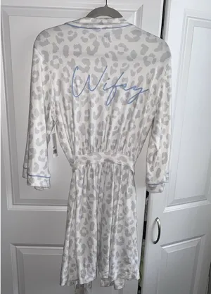 PJ Salvage Leopard Print Honeymoon Knit Bridal Wifey Embroidered Robe Small NWT thumbnail 1