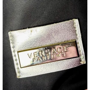 Versace Fragrance Tote Bag Black Nylon Silver Logo Zip NWOT thumbnail 4