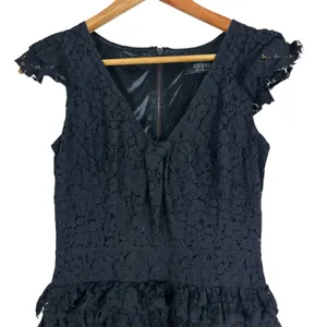 Guess Lace Tiered Ruffle Mini Dress Witchy Black V-Neck Whimsigoth Witchy Size S thumbnail 3