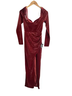 Lulus Forever Sensational Rust Brown Velvet Long Sleeve Maxi Dress thumbnail 4