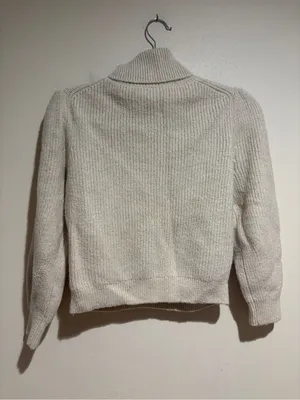 J. Crew Cream Cropped Puff Sleeve Turtleneck Sweater Wool Alpaca Size Medium thumbnail 12