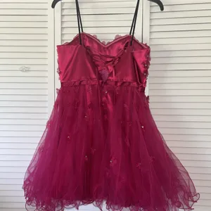Magenta Floral Tulle Party Dress Sequin 3D Flower Corset Back DY83A070Size 13/14 thumbnail 3