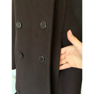 Vintage Calvin Klein 100% Merino Wool Chocolate Brown Double-Breasted Peacoat thumbnail 9
