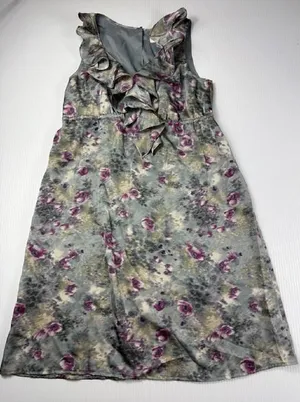 Ann Taylor‎ LOFT Floral Ruffle Dress Sleeveless Casual Party Dress Size 4 thumbnail 1