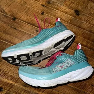 Hoka One One turquoise & pink athletic running 10 sneakers thumbnail 2