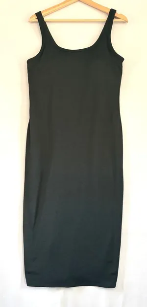 Vuori Cove Midi Dress Black Dark Heather Built-in Shelf Bra VW606‎ Womens Large thumbnail 1