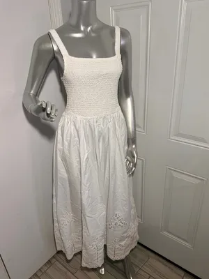 New Marine Layer Selene Embroidered Eyelet Maxi Dress White Size S Pockets thumbnail 12