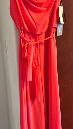 Vince Camuto Red Draped Belted jumpsuit thumbnail 1